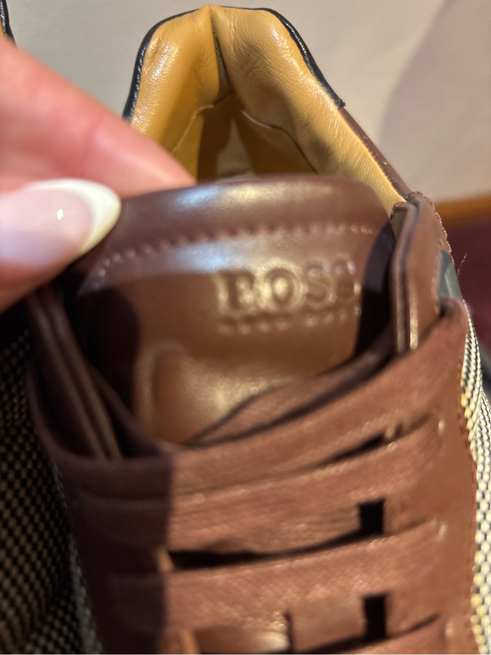 BOSS Hugo Boss Men’s Leather Fall Sneakers Brown Orange EU 42 US 9 - Picture 7 of 7